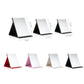 Folding desktop makeup mirror sizes shown with white glass and colored bases