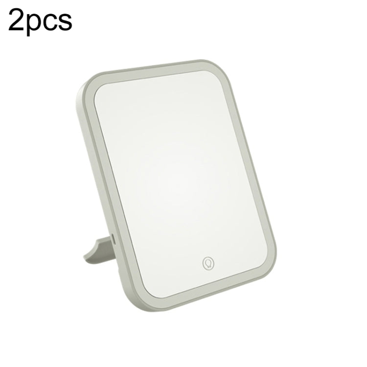 Set of 2 folding LED makeup mirrors with lamp, light gray frames