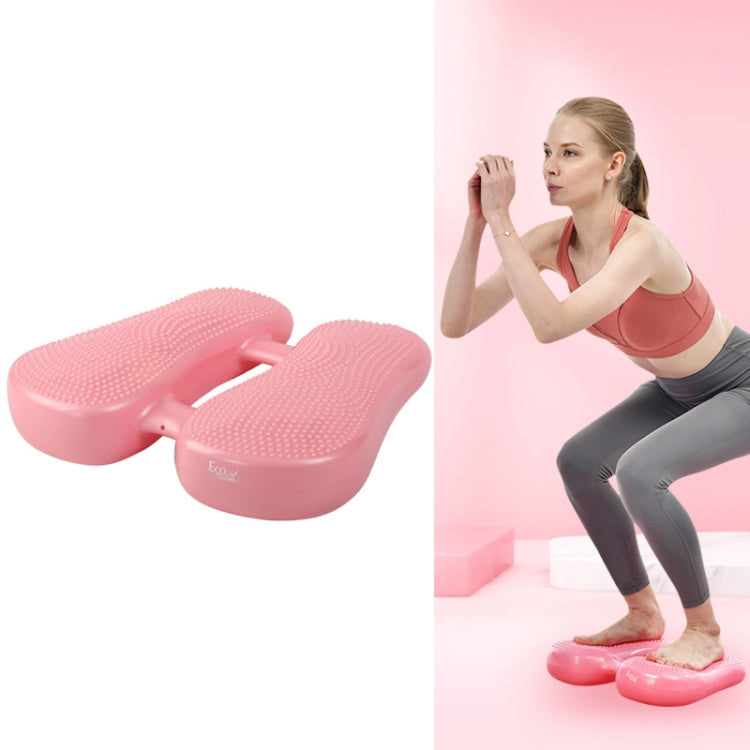 Pink inflatable yoga massage foot pad with raised bumps for balance and leg massage