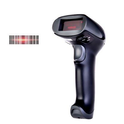 NETUM handheld barcode scanner with illuminated red scanning display