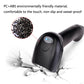 NETUM handheld barcode scanner with textured grip detail and impact protection callout