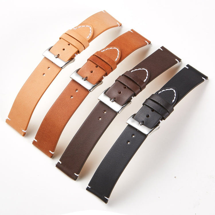 Set of leather watch straps with silver buckles in tan, orange-brown, dark brown, and black