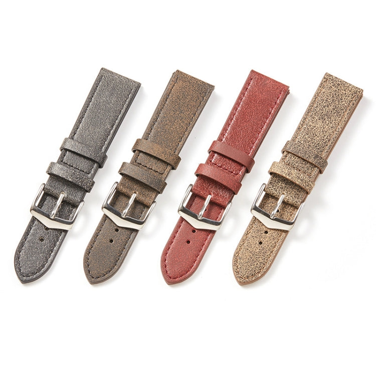 Set of four cowhide leather watch straps in gray, deep coffee, red, and light coffee