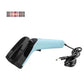 Handheld wired barcode scanner, light-blue and black handle with attached cable