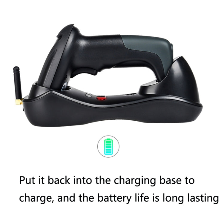 Black handheld barcode scanner dock with charging cradle base