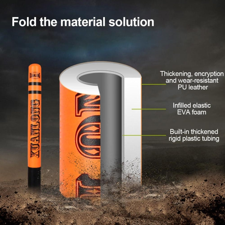 Orange PU boxing stick speed target shown with internal layer cutaway diagram