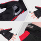 Black half-finger cycling glove palm with textured grip and padded wrist panel