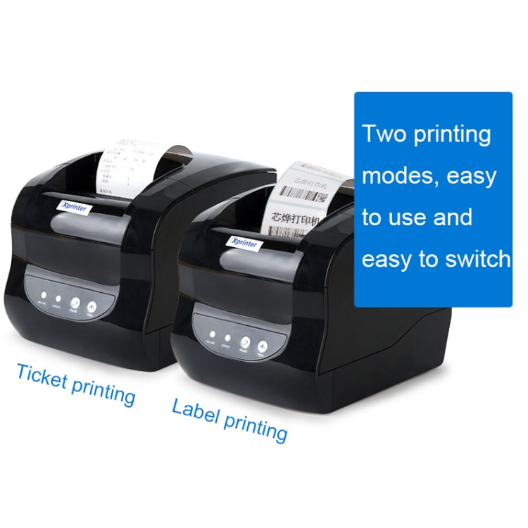 Thermal label printer showing two printing modes on two units