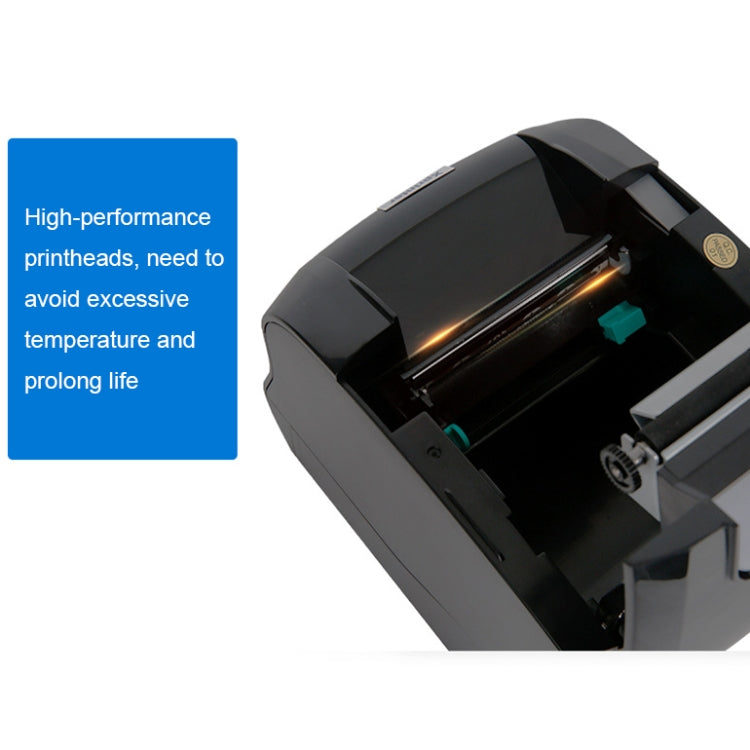 Thermal label printer printhead area with top cover open