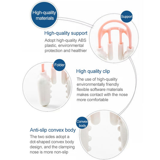 Nose clip orthosis showing three white pads on a pink U-shaped base