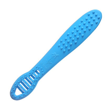 Silicone meridian massage fitness massager, blue, curved handle with ridged bumps