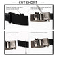 Belt strap shortening instruction diagram showing buckle components