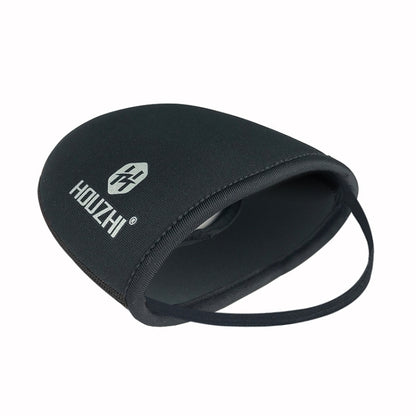 Black HOUZHI motorcycle shoe cover with HOUZHI logo and enclosed toe