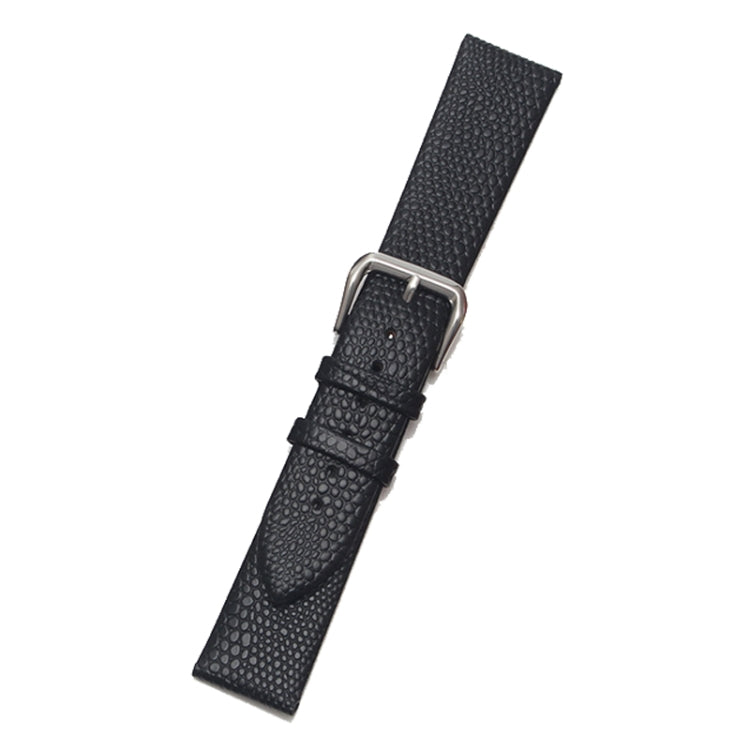 Black calfskin lizard-pattern watch strap with silver pin buckle
