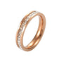 Rose gold girls diamond-accent titanium steel ring, slim band with clear stones
