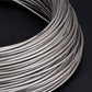 5mm braided cable tube, silver-gray, close-up of coiled braided strands