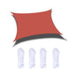 Waterproof sunshade sail in red with corner tie loops and white rope set