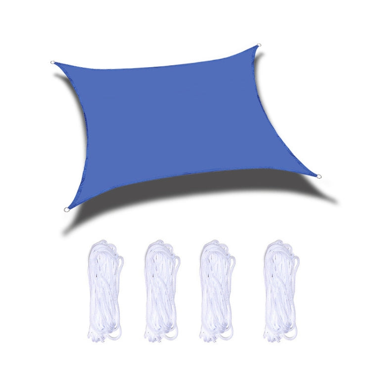Royal blue waterproof sunshade sail with corner grommets and included rope ties