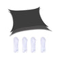 Waterproof sunshade sail in dark gray with corner grommets and tie ropes
