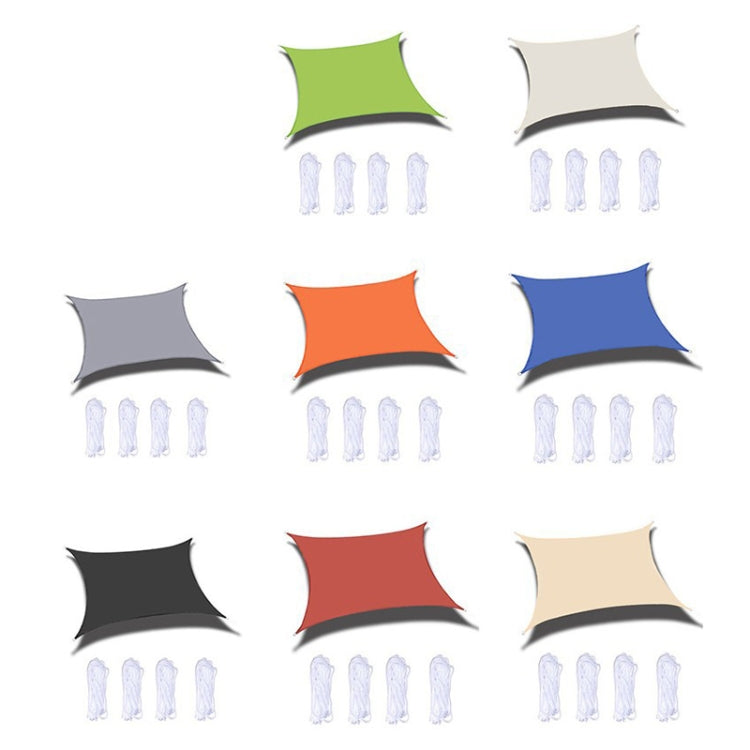 Assorted color sunshade sails with corner grommets and white tie ropes