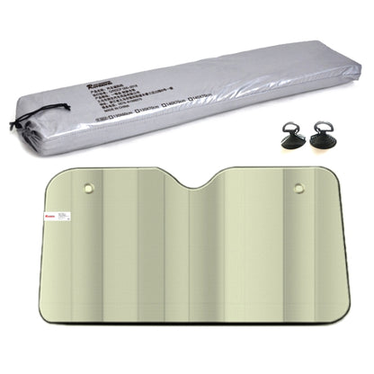 Car sun visor sunshade, reflective silver, arched panel with hanging holes