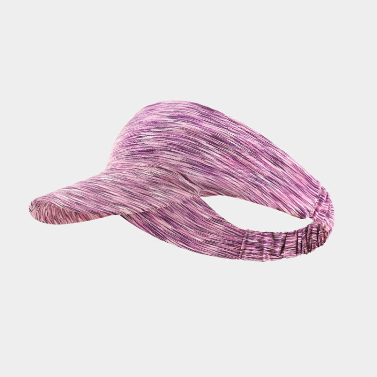 Purple heather sports visor headband with curved brim and elastic rear band