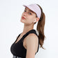 Sports visor headband in pale pink with curved brim and elastic rear band