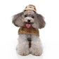 Brown sloth pet costume with hood, cartoon face patch and rainbow detail