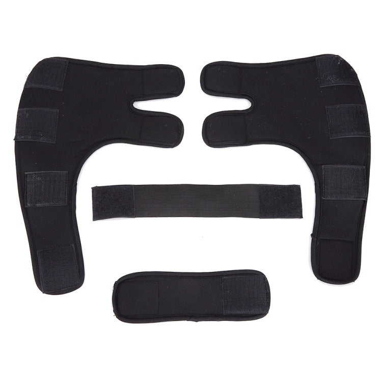 Black dog knee guard braces with three padded pieces layout
