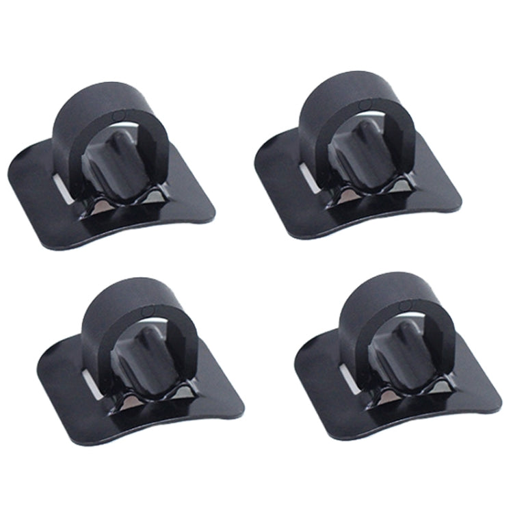 Set of 4 black bicycle cable guide adhesive buckles with metal inserts