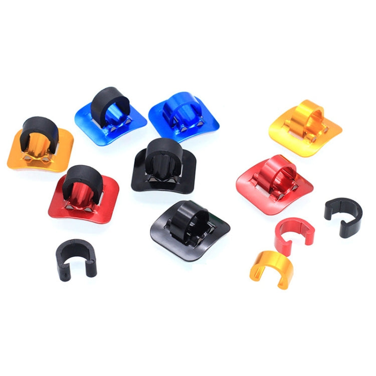 Assorted bicycle cable guide adhesive buckles and mounting clips, multiple colors