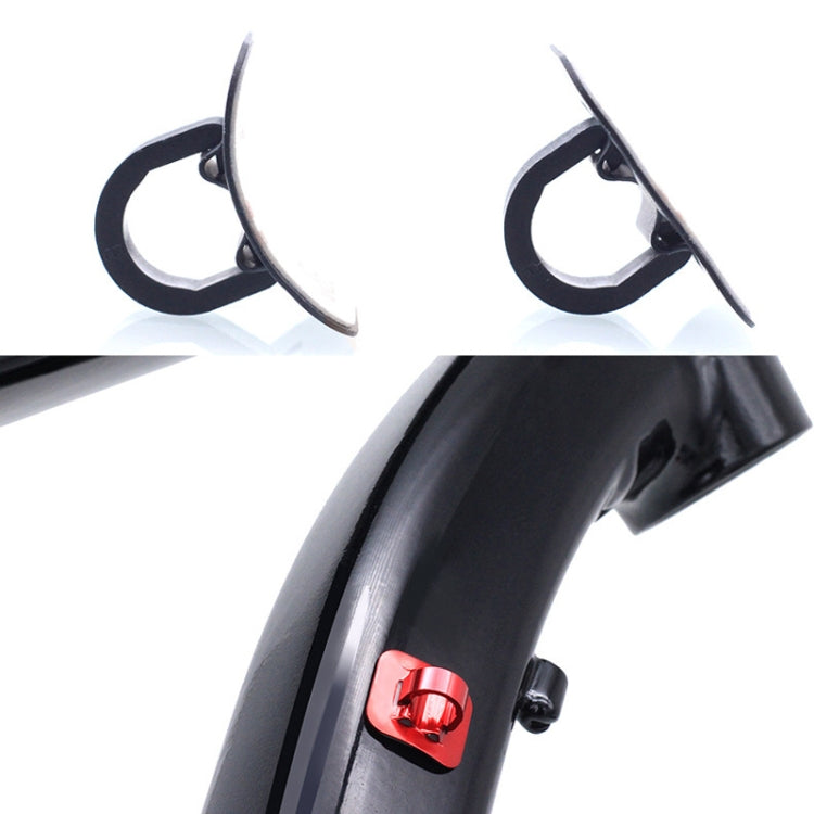 Bicycle frame cable guide clip with red buckle insert and black attachment