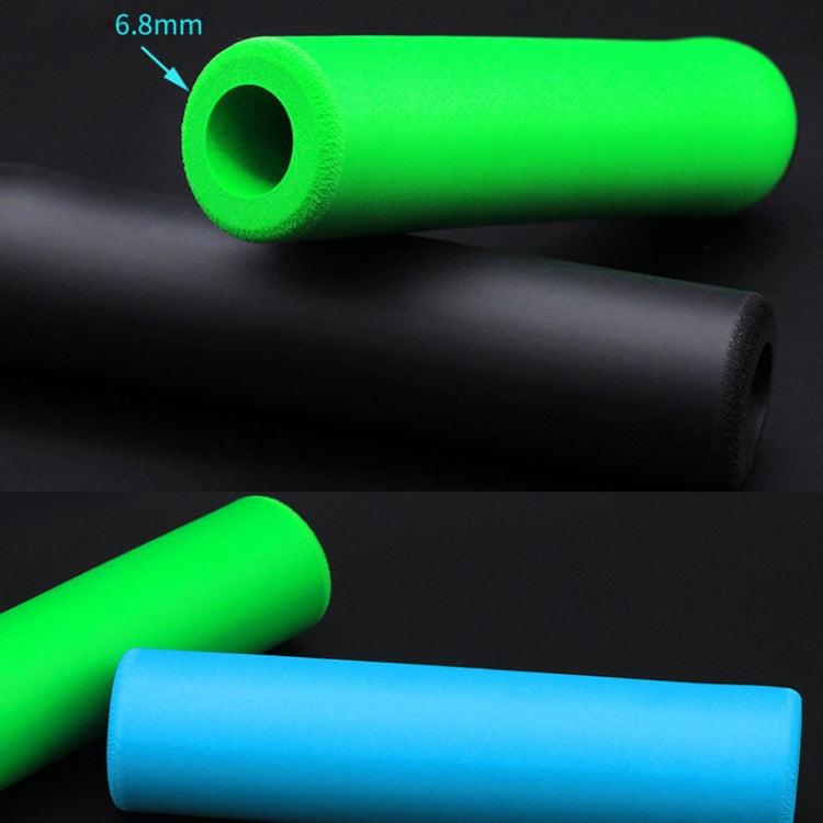 Foam bicycle handlebar grip covers, green and black inner holes, textured anti-slip foam