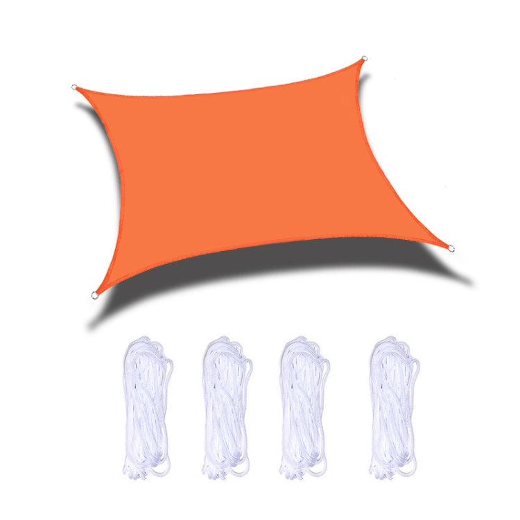 Orange waterproof anti-UV sunshade sail with grommets and included white ropes