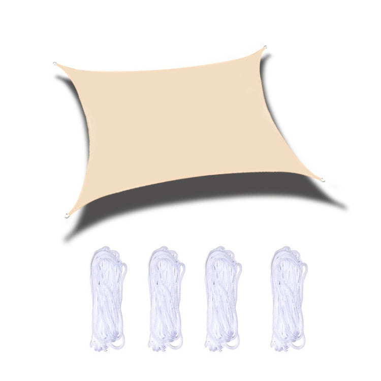 Light beige waterproof anti-UV sunshade sail with corner eyelets and included ropes