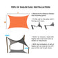Orange waterproof anti-UV sunshade sail installation diagram with mounting hardware