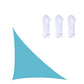 Lake blue triangular outdoor sunshade sail with corner grommets and rope ties