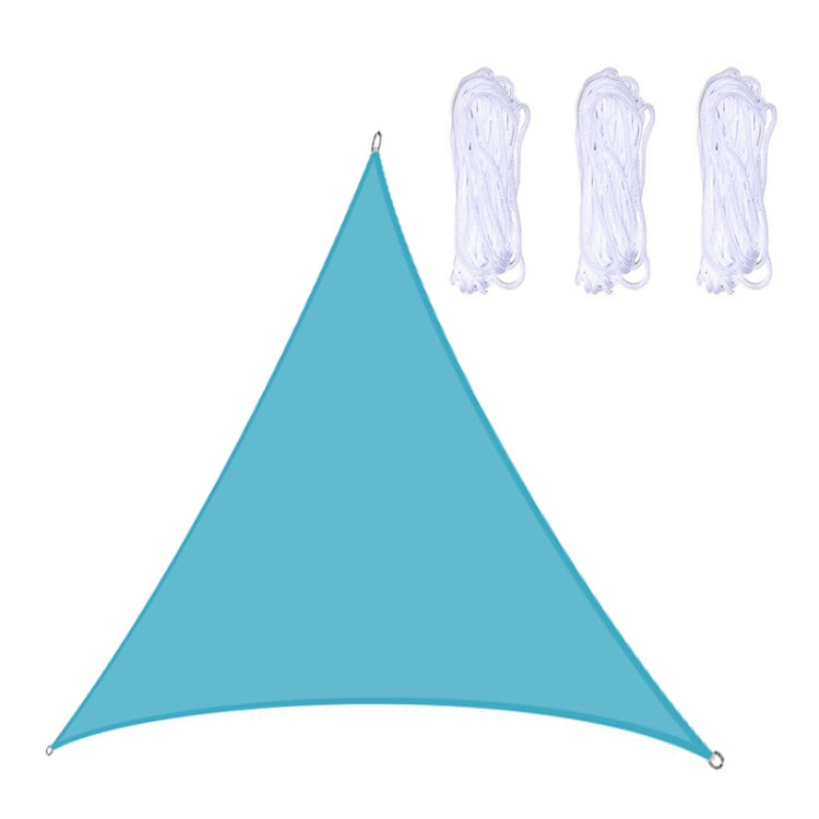 Lake blue triangle outdoor sunshade sail canopy with reinforced grommets and rope ties
