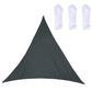 Black triangle outdoor sunshade sail canopy with reinforced grommets and rope ties