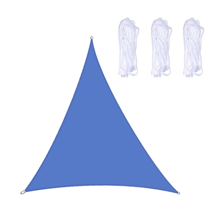 Royal blue triangle outdoor sunshade sail canopy with corner grommets and hanging ropes