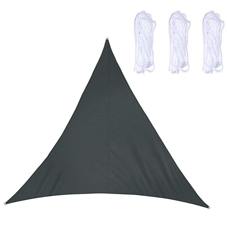 Black triangle shade sail canopy with corner grommets and fastening ropes
