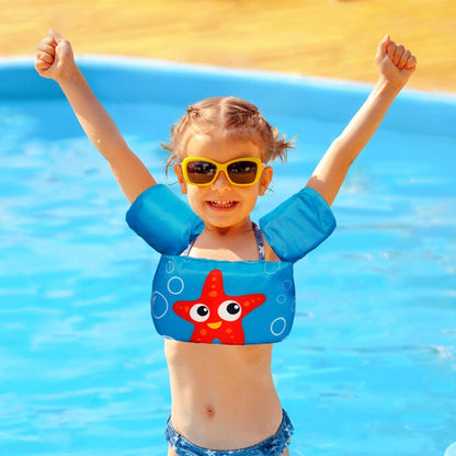 Children’s blue buoyancy vest with red starfish cartoon front