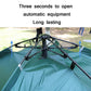 Automatic pop-up tent roof frame with teal canopy fabric, close-up
