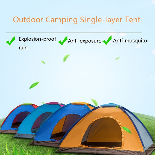 T015 Outdoor Camping Single-Layer Tent Camping Beach Tour Tent, Random Color Delivery, For 2 People, 3-4 People