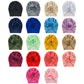 Assorted baby turban hats with rosette flowers, solid colors, one size set