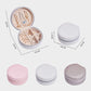 Round PU leather jewelry storage box in pink, white, and champagne gold with lid and zipper