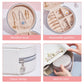 PU leather jewelry storage box with necklace hooks, partitions, zipper, and easy-carry design
