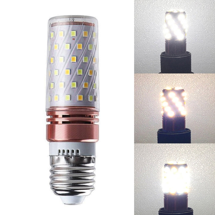 LED corn light candle bulb with E27 screw base, rose-gold ring, cool white LED glow