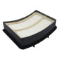 Vacuum cleaner filter with black housing and white pleated paper media