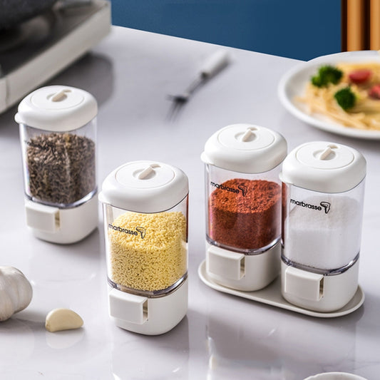Marbrasse Metering Seasoning Box Pressing Type Seasoning Bottle Rotary Sealing Household Kitchen Seasoning Can, Single, Metering